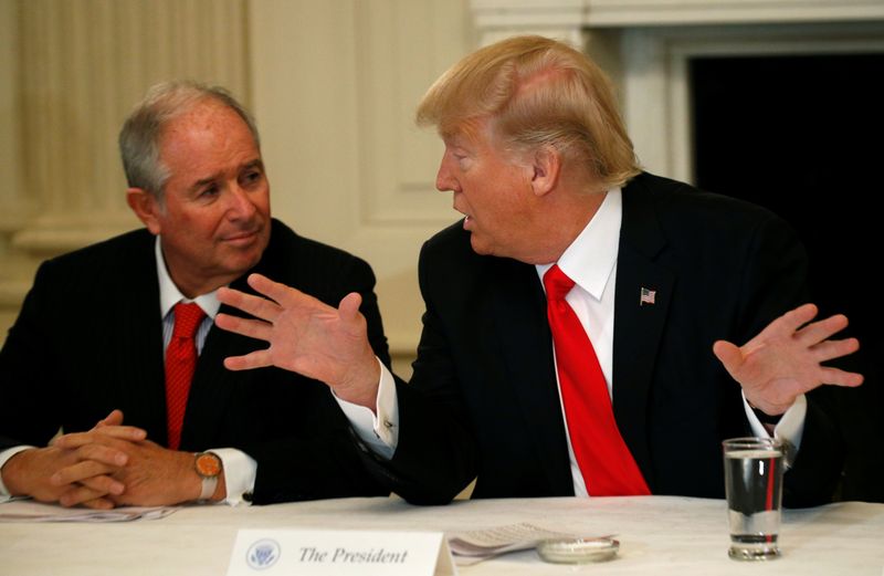&copy; Reuters. Blackstone CEO Stephen Schwarzman listens to U.S. President Donald Trump during Trump's strategy and policy forum with chief executives of major U.S. companies at the White House in Washington February 3, 2017.  REUTERS/Kevin Lamarque/ File Photo