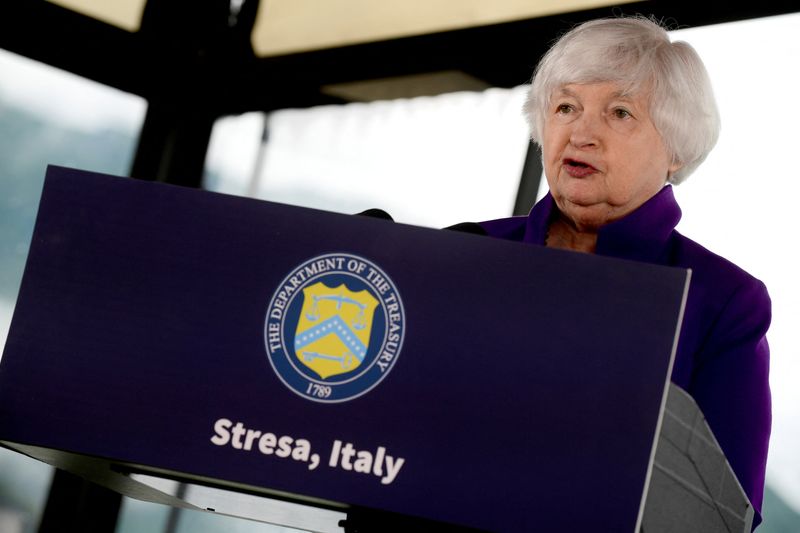 &copy; Reuters. U.S. Secretary of the Treasury Janet Yellen holds a press conference ahead of the G7 Finance Minister and Central Bank Governors' Meeting in Stresa, Italy, May 23, 2024. REUTERS/Massimo Pinca