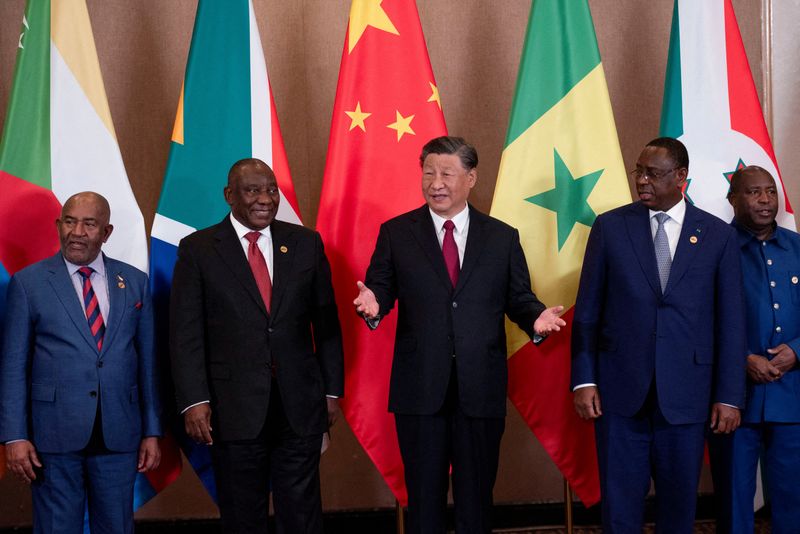 &copy; Reuters. FILE PHOTO: President of China Xi Jinping and South African President Cyril Ramaphosa attend the China-Africa Leaders' Roundtable Dialogue on the last day of the BRICS Summit, in Johannesburg, South Africa, August 24, 2023. REUTERS/Alet Pretorius/Pool/Fil