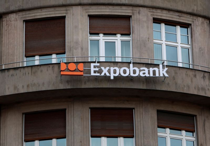 © Reuters. The logo of Expobank is seen on a building in Prague, Czech Republic, September 8, 2017.   REUTERS/David W Cerny/File Photo