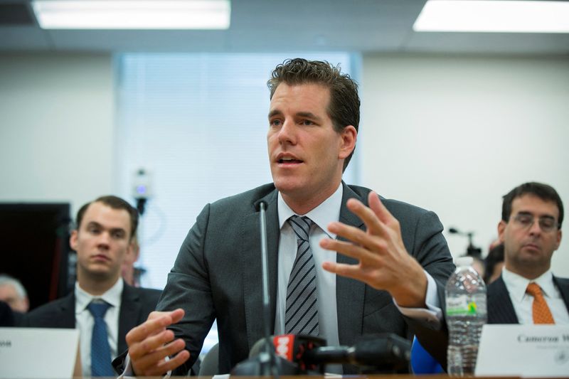 &copy; Reuters. FILE PHOTO: Cameron Winklevoss speaks at a New York State Department of Financial Services (DFS) virtual currency hearing in the Manhattan borough of New York January 28, 2014. REUTERS/Lucas Jackson/File Photo