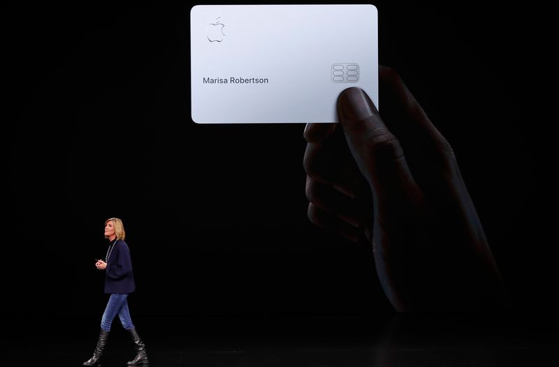 &copy; Reuters. FILE PHOTO: Jennifer Bailey VP Apple Pay at Apple, speaks during an Apple special event at the Steve Jobs Theater in Cupertino, California, U.S., March 25, 2019. REUTERS/Stephen Lam/File Photo
