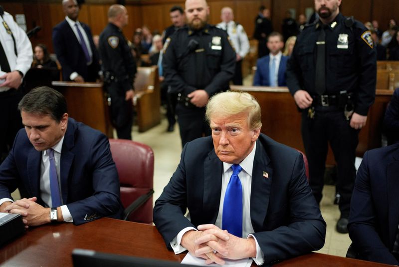 © Reuters. Former President Donald Trump appears in Manhattan Criminal Court, Thursday, May 30, 2024, in New York.   Seth Wenig/Pool via REUTERS