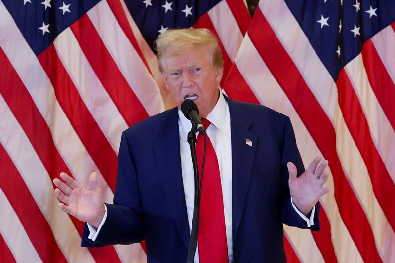 &copy; Reuters. Republican presidential candidate and former U.S. President Donald Trump speaks during a press conference, the day after a guilty verdict in his criminal trial over charges that he falsified business records to conceal money paid to silence porn star Stor