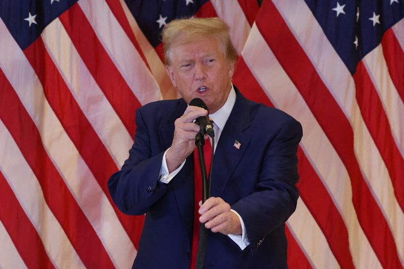 &copy; Reuters. Ex-presidente dos EUA Donald Trump faz pronunciamento em Nova Yorkn31/05/2024nREUTERS/Brendan McDermid