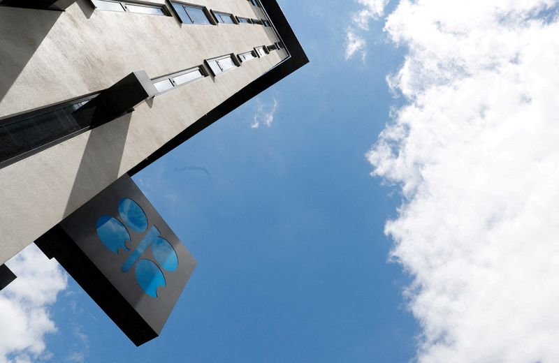 © Reuters. FILE PHOTO: The logo of the Organization of the Petroleoum Exporting Countries (OPEC) is seen at OPEC's headquarters in Vienna, Austria June 19, 2018. REUTERS/Leonhard Foeger/File Photo