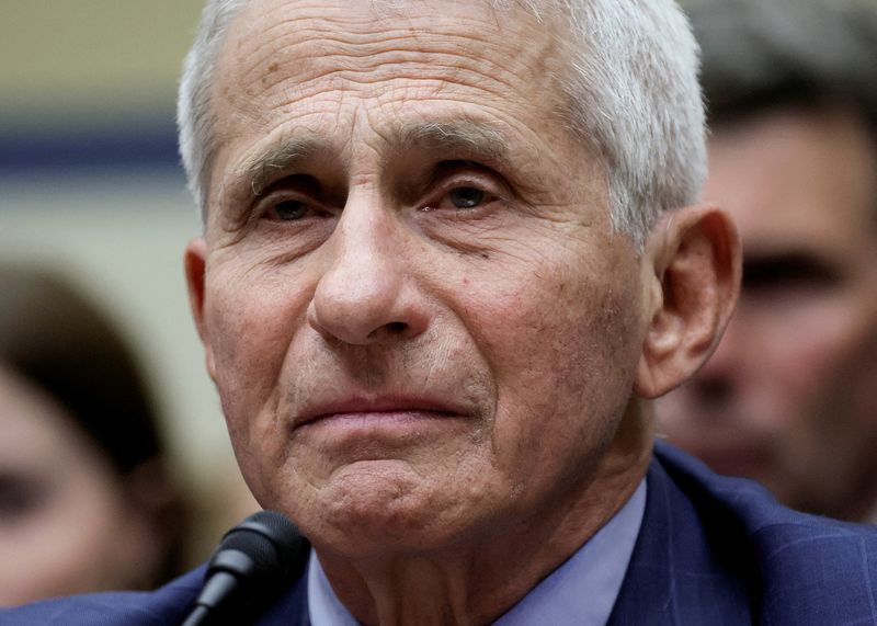 &copy; Reuters. Dr. Anthony Fauci, former director of the National Institute of Allergy and Infectious Diseases and former chief medical adviser to President Biden, becomes emotional after being asked about threats to him and his family, as he testifies before a House Ov