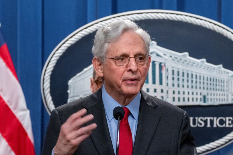 © Reuters. FILE PHOTO: U.S. Attorney General Merrick Garland announces an antitrust lawsuit against Live Nation Entertainment during a press conference at the Department of Justice in Washington, U.S., May 23, 2024. REUTERS/Ken Cedeno/File Photo