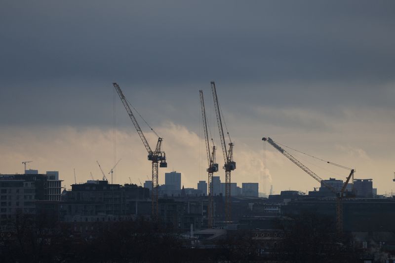 &copy; Reuters. FILE PHOTO: A view shows construction cranes as seen from Primrose Hill, in London, Britain, February 10, 2024. REUTERS/Hollie Adams/File Photo