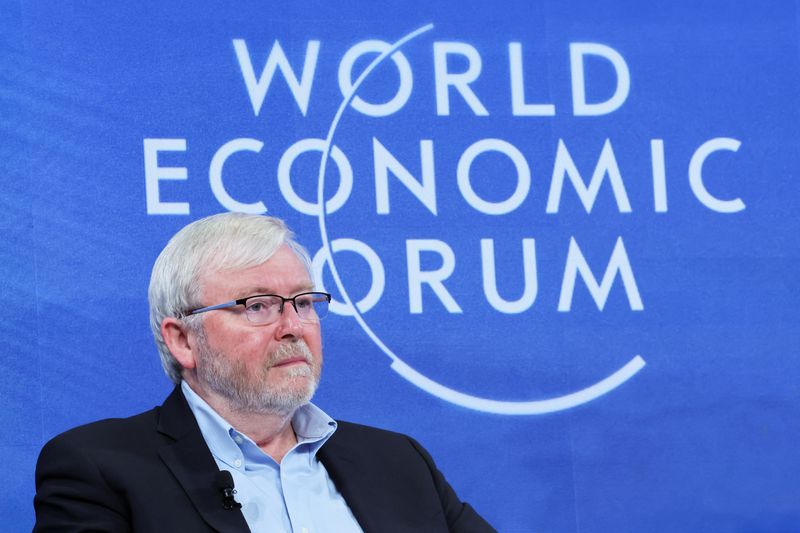 © Reuters. FILE PHOTO: Ambassador of Australia to the U.S. Kevin Rudd attends the 54th annual meeting of the World Economic Forum in Davos, Switzerland, January 17, 2024. REUTERS/Denis Balibouse/File Photo