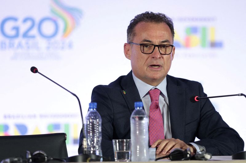 &copy; Reuters. Il presidente della Deutsche Bundesbank Joachim Nagel parla in conferenza stampa durante la riunione dei ministri delle Finanze e dei governatori delle banche centrali del G20 a San Paolo, Brasile, 29 febbraio 2024. REUTERS/Carla Carniel