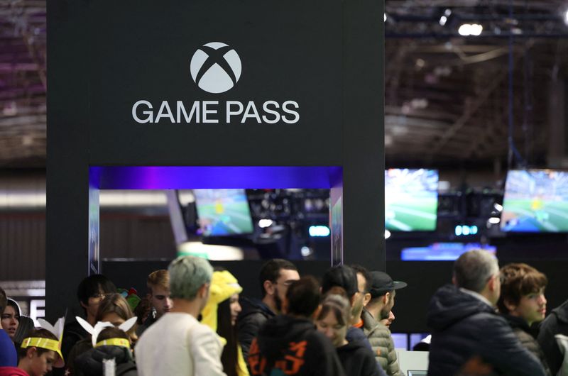&copy; Reuters. Logotipo do Microsoft Xbox Game Pass visto na Paris Games Week (PGW), Françan05/11/2023nREUTERS/Claudia Greco 