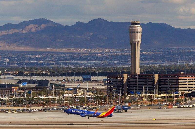 &copy; Reuters. A Southwest commercial airliner takes off from Las Vegas International Airport in Las Vegas, Nevada, U.S., February 8, 2024.  REUTERS/Mike Blake