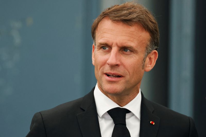 &copy; Reuters. Presidente da França, Emmanuel Macron, durante cerimônia em Oradour-sur-Glane, na Françan10/06/2024 LUDOVIC MARIN/Pool via REUTERS