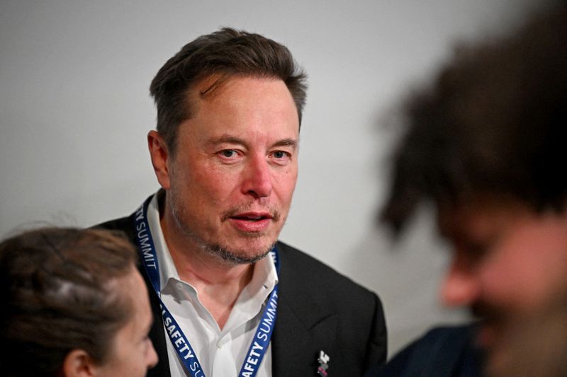 &copy; Reuters. Tesla and SpaceX's CEO Elon Musk attends the first plenary session on Day 1 of the AI Safety Summit at Bletchley Park in Bletchley, Britain on November 1, 2023. Leon Neal/Pool via REUTERS/File Photo