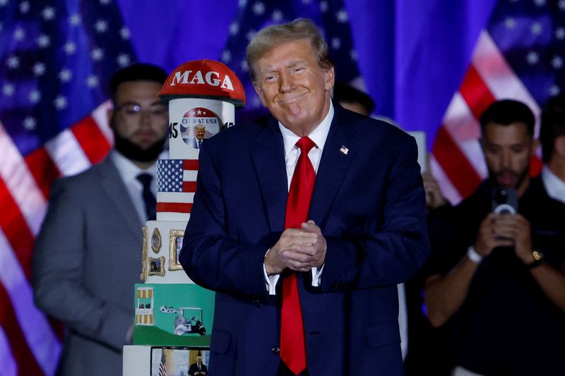 &copy; Reuters. Donald Trump  em festa de aniversárion14/06/ 2024nREUTERS/Evelyn Hockstein