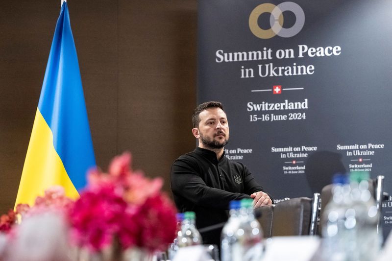 &copy; Reuters. Ukrainian President Volodymyr Zelenskiy looks on between two bilateral meetings during the Summit on peace in Ukraine, in Stansstad near Lucerne, Switzerland, June 15, 2024. Alessandro della Valle/Pool via REUTERS