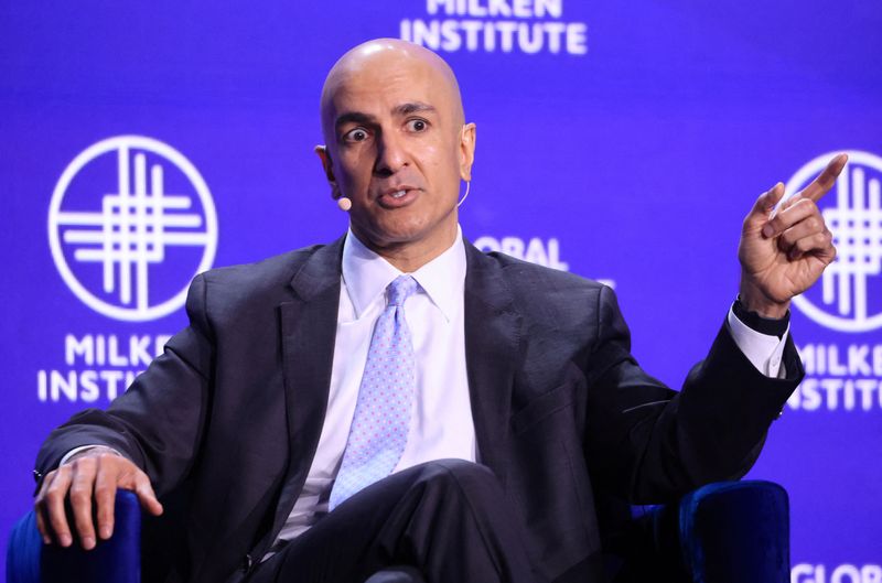 © Reuters. Neel Kashkari, President and CEO, Federal Reserve Bank of Minneapolis, speaks at the Milken Conference 2024 Global Conference Sessions at The Beverly Hilton in Beverly Hills, California, U.S., May 7, 2024.  REUTERS/David Swanson/File Photo