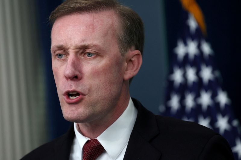 © Reuters. FILE PHOTO: National Security Advisor Jake Sullivan speaks during a press briefing at the White House in Washington, U.S., May 22, 2024. REUTERS/Leah Millis/File Photo