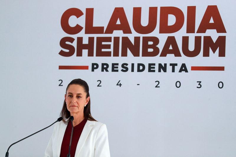 &copy; Reuters. Presidente eleita do México, Claudia Sheinbaum, dá entrevista coletivan17/06/2024nREUTERS/Henry Romero
