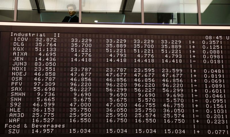 © Reuters. FILE PHOTO: A visitor looks into the trading room of Frankfurt's stock exchange in Frankfurt, Germany, April 14, 2016. REUTERS/Kai Pfaffenbach/File Photo