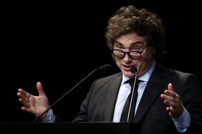 &copy; Reuters. FILE PHOTO: Argentina's President Javier Milei speaks at a business event, in Buenos Aires, Argentina June 5, 2024. REUTERS/Agustin Marcarian/File Photo