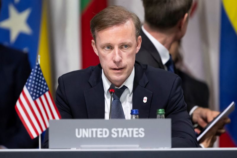 © Reuters. U.S. Security Advisor Jake Sullivan attends the plenary session during the Summit on peace in Ukraine, in Stansstad near Lucerne, Switzerland, June 16, 2024.  ALESSANDRO DELLA VALLE/Pool via REUTERS/File Photo