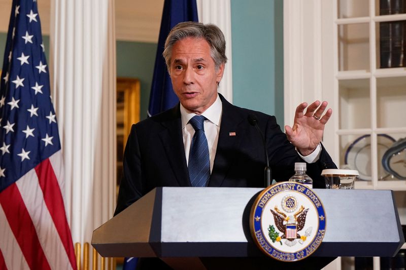 © Reuters. U.S. Secretary of State Antony Blinken speaks during a joint news conference with NATO Secretary General Jens Stoltenberg at the State Department in Washington, U.S., June 18, 2024. REUTERS/Elizabeth Frantz