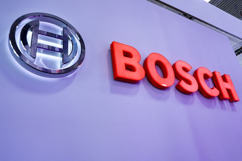 © Reuters. FILE PHOTO: A view shows a sign of the German company BOSCH during an event a day ahead of the official opening of the 2023 Munich Auto Show IAA Mobility, in Munich, Germany, September 4, 2023. REUTERS/Leonhard Simon/File Photo
