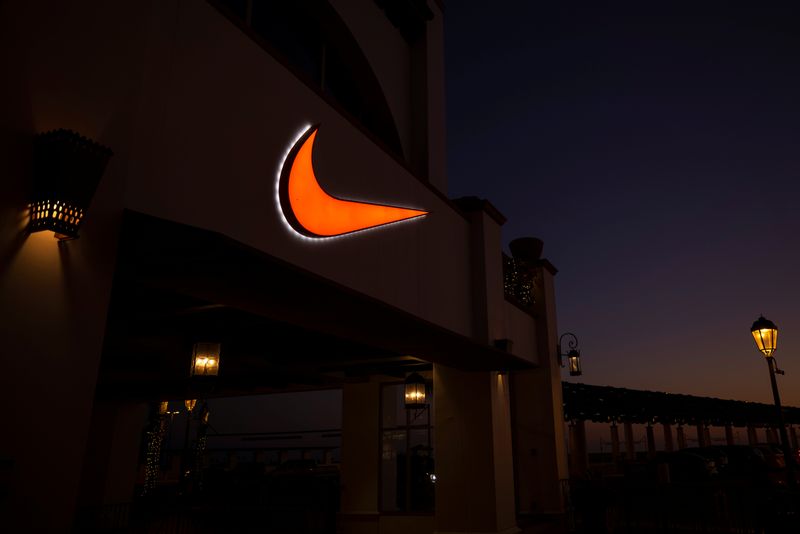 &copy; Reuters. FILE PHOTO: A Nike store is shown at at outlet mall in San Clement, California, U.S., November 24, 2020. REUTERS/Mike Blake/File Photo