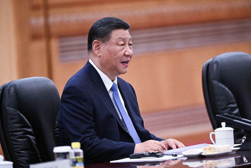 &copy; Reuters. China's President Xi Jinping  speaks during a meeting with Poland's President Andrzej Duda (not pictured) at the Great Hall of the People in Beijing on June 24, 2024. Pedro Pardo/Pool via REUTERS/File Photo