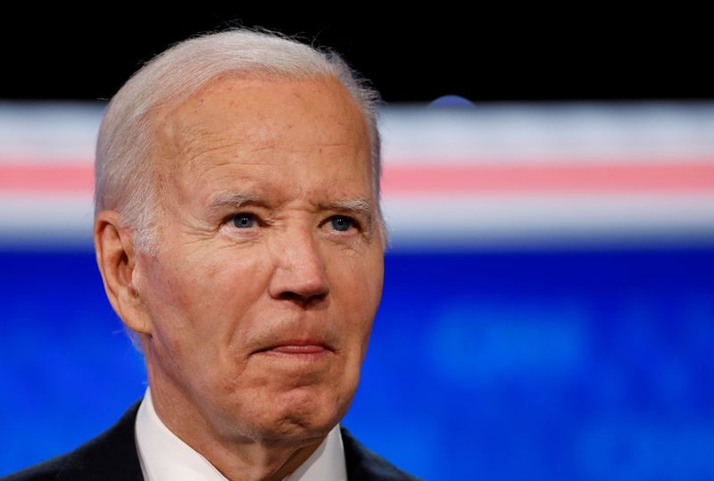 &copy; Reuters. Presidente dos EUA Joe Biden durante debaten 27/6/2024   REUTERS/Marco Bello