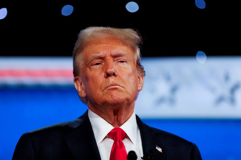 &copy; Reuters. Republican presidential candidate and former U.S. President Donald Trump attends the first presidential debate hosted by CNN in Atlanta, Georgia, U.S., June 27, 2024. REUTERS/Marco Bello