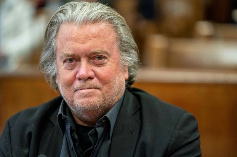 &copy; Reuters. FILE PHOTO: Former White House Chief Strategist Steve Bannon sits during his appearance at New York Supreme Court after a hearing in New York City, U.S., January 12, 2023.  Steve Hirsch/Pool via REUTERS/File Photo