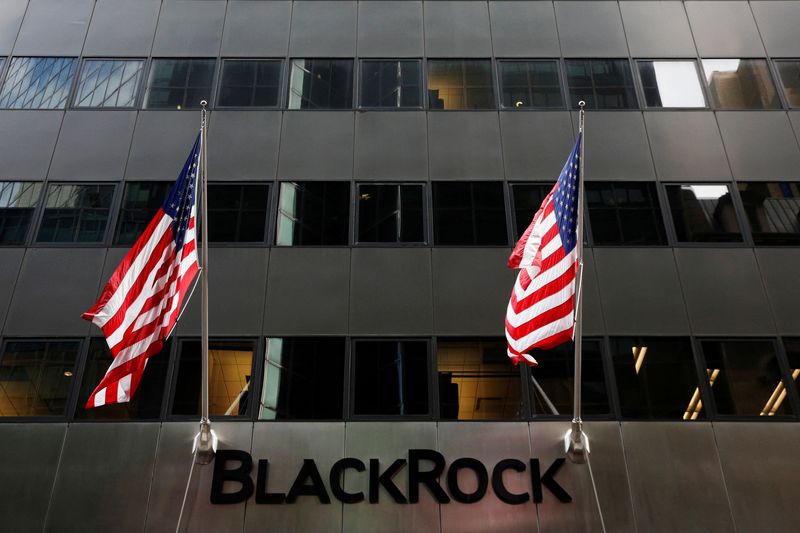 &copy; Reuters. FILE PHOTO: The BlackRock logo is seen outside of its offices in New York City, U.S., October 17, 2016. REUTERS/Brendan McDermid/File Photo