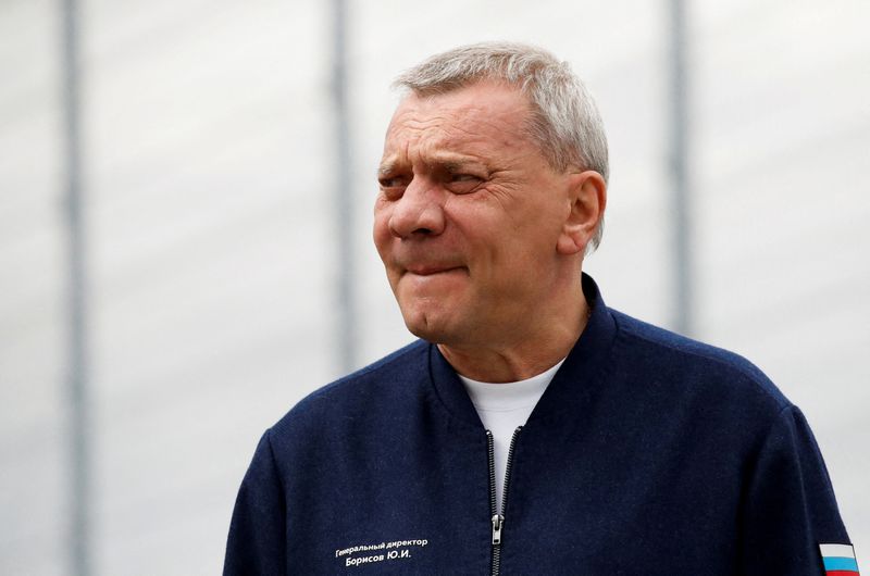 © Reuters. FILE PHOTO: General Director of the Russian state space corporation Roscosmos Yuri Borisov looks on at the Baikonur Cosmodrome, Kazakhstan, March 23, 2024. REUTERS/Pavel Mikheyev/File Photo