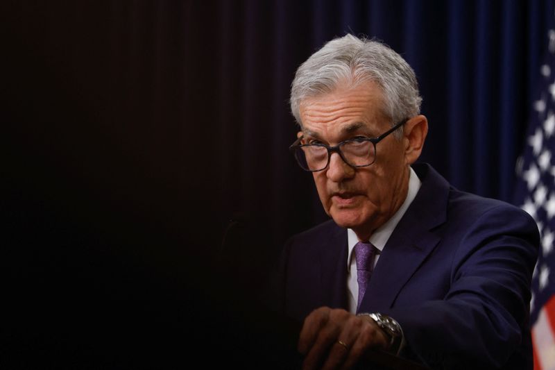 &copy; Reuters. FILE PHOTO: U.S. Federal Reserve Chair Jerome Powell delivers remarks during a press conference following the announcement that the Federal Reserve left interest rates unchanged, in Washington, U.S., June 12, 2024. REUTERS/Evelyn Hockstein/File Photo