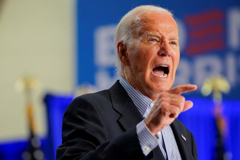 &copy; Reuters. Biden discursa em evento de campanha em Madison, Wisconsinn05/07/2024nREUTERS/Nathan Howard