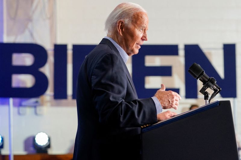 &copy; Reuters. Presidente dos Estados Unidos, Joe Biden, faz comício em Madison, Wisconsinn05/07/2024nREUTERS/Nathan Howard