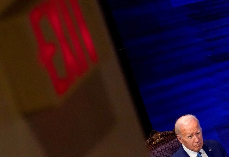 &copy; Reuters. U.S. President Joe Biden attends a church service at Mt Airy Church of God In Christ in Philadelphia, Pennsylvania, U.S., July 7, 2024. REUTERS/Nathan Howard