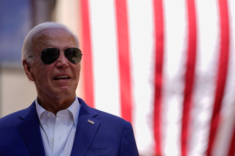 © Reuters. U.S. President Joe Biden attends a campaign event in Harrisburg, Pennsylvania, U.S., July 7, 2024. REUTERS/Nathan Howard