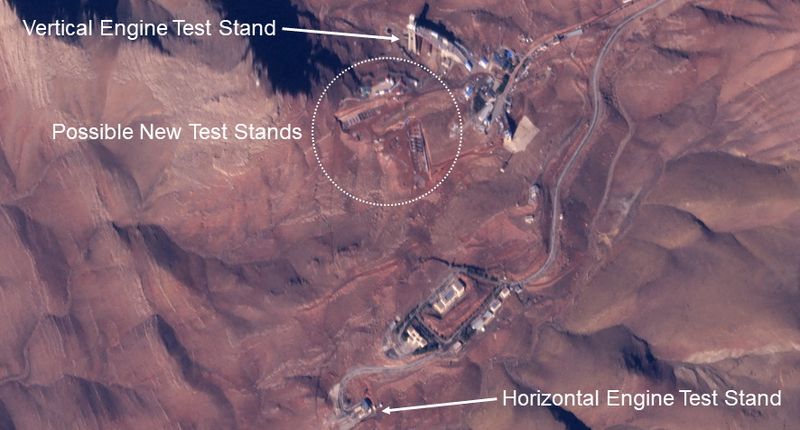 © Reuters. A satellite photo shows suspected missile engine test stands at the Khojir complex, near Tehran, Iran, in this handout image obtained by Reuters on July 5, 2024. Planet Labs PBC/Handout via REUTERS   