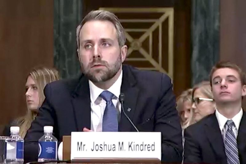 © Reuters. Alaska lawyer Joshua Kindred speaks during a judicial nomination hearing at the U.S. Senate Committee on the Judiciary in Washington, U.S. December 4, 2019 in a still image from video. U.S. Senate Committee on the Judiciary/Handout via REUTERS 