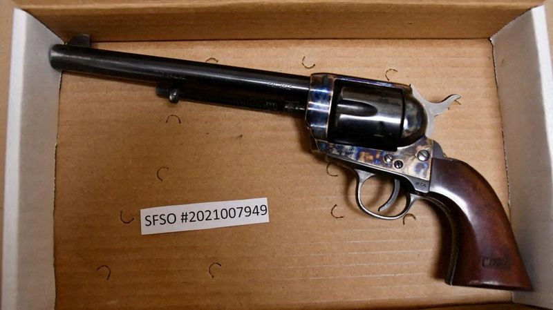 &copy; Reuters. FILE PHOTO: An undated photo of the reproduction 1873 long Colt .45 Single Action Army revolver actor Alec Baldwin was using on the New Mexico set of western movie "Rust" in 2021, when it fired a live round that killed cinematographer Halyna Hutchins and 