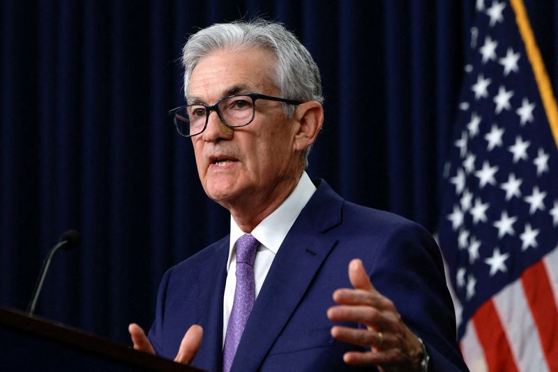 &copy; Reuters. FILE PHOTO: U.S. Federal Reserve Chair Jerome Powell delivers remarks during a press conference following the announcement that the Federal Reserve left interest rates unchanged, in Washington, U.S., June 12, 2024. REUTERS/Evelyn Hockstein/File Photo