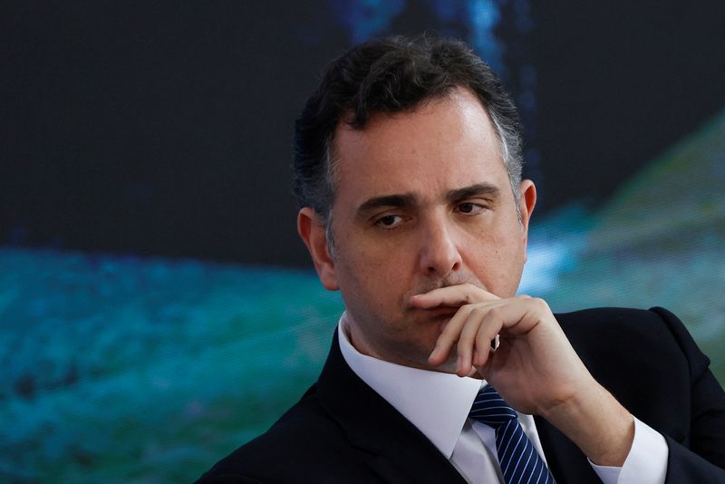 © Reuters. FILE PHOTO: Brazil's Senate President Rodrigo Pacheco attends the inauguration ceremony of Brazil's new Justice Minister Ricardo Lewandowski at Planalto Palace in Brasilia, Brazil, February 1, 2024. REUTERS/Adriano Machado/File Photo