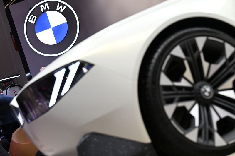 &copy; Reuters. A BMW Vision Neue Klasse is displayed next to the company's logo during an event a day ahead of the official opening of the 2023 Munich Auto Show IAA Mobility, in Munich, Germany, September 4, 2023. REUTERS/Angelika Warmuth