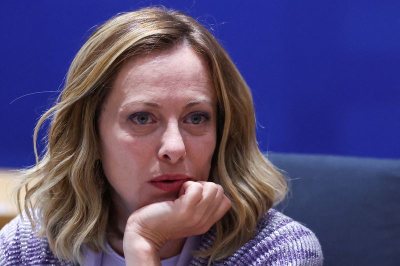 &copy; Reuters. Primeira-ministra da Itália, Giorgia Meloni, durante reunião de cúpula da União Europeia, em Bruxelasn27/06/2024 REUTERS/Yves Herman