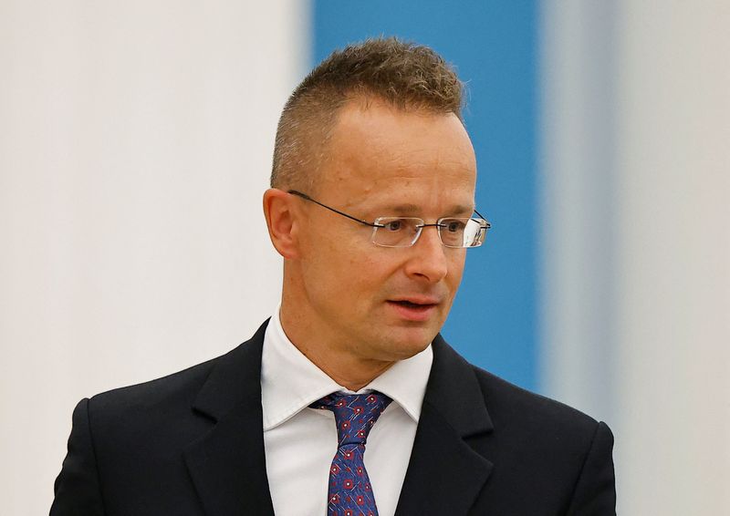 © Reuters. FILE PHOTO: Hungary's Foreign Minister Peter Szijjarto attends a press conference of Russia's President Vladimir Putin and Hungary's Prime Minister Viktor Orban following their meeting in Moscow, Russia July 5, 2024. REUTERS/Evgenia Novozhenina/File Photo