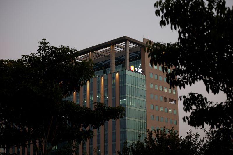 &copy; Reuters. File photo: A logo of the NSE (National Stock Exchange) is seen on an office building at the Gujarat International Finance Tec-City (GIFT) at Gandhinagar, India, December 8, 2023.REUTERS/Amit Dave/File photo